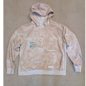 Nike Halftone Grid Hoodie Sweatshirt Mens XL Tan Turquoise Hoodie Zipper Pocket